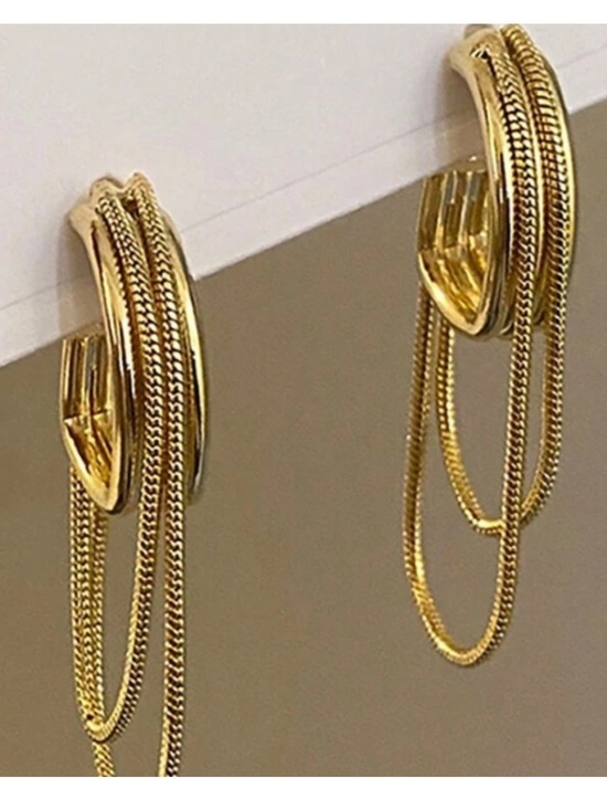 Anthropologie Jewelry - Anthropologie Gold Multi-Chain Hoop Drop Earrings